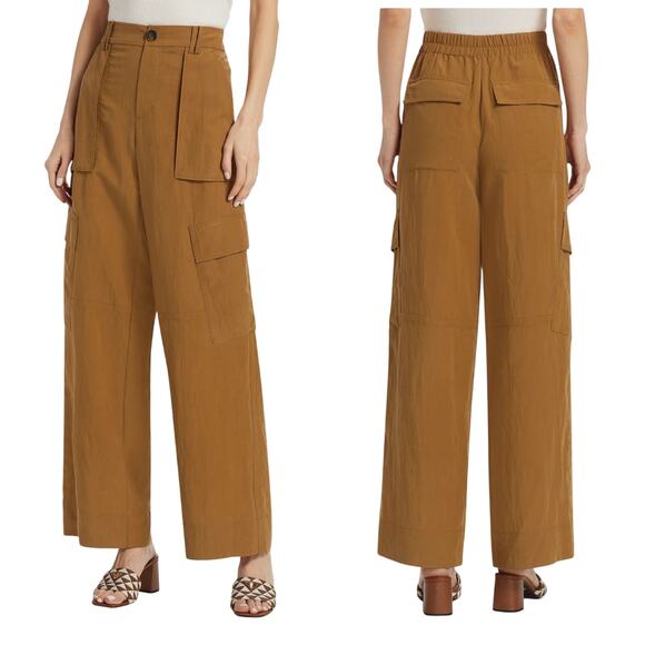 Vince. Women's Mid Rise Wide-Leg Cargo Trousers Brown size 0 - Picture 1 of 6